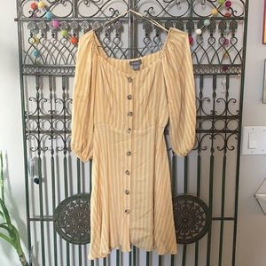 Yellow Off the Shoulder Peasant Sleeve Dress